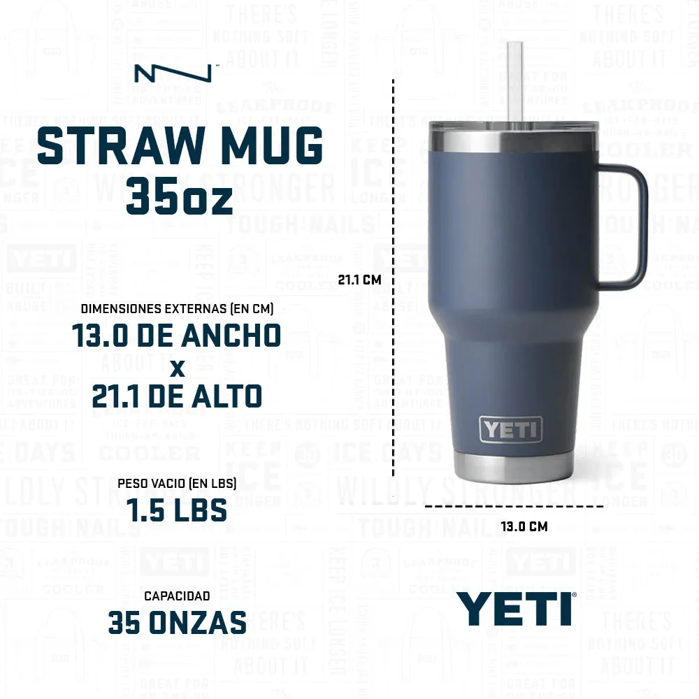 21071501812 TERMO RAMBLER 35oz STRAW MUG BLANCO MARCA YETI