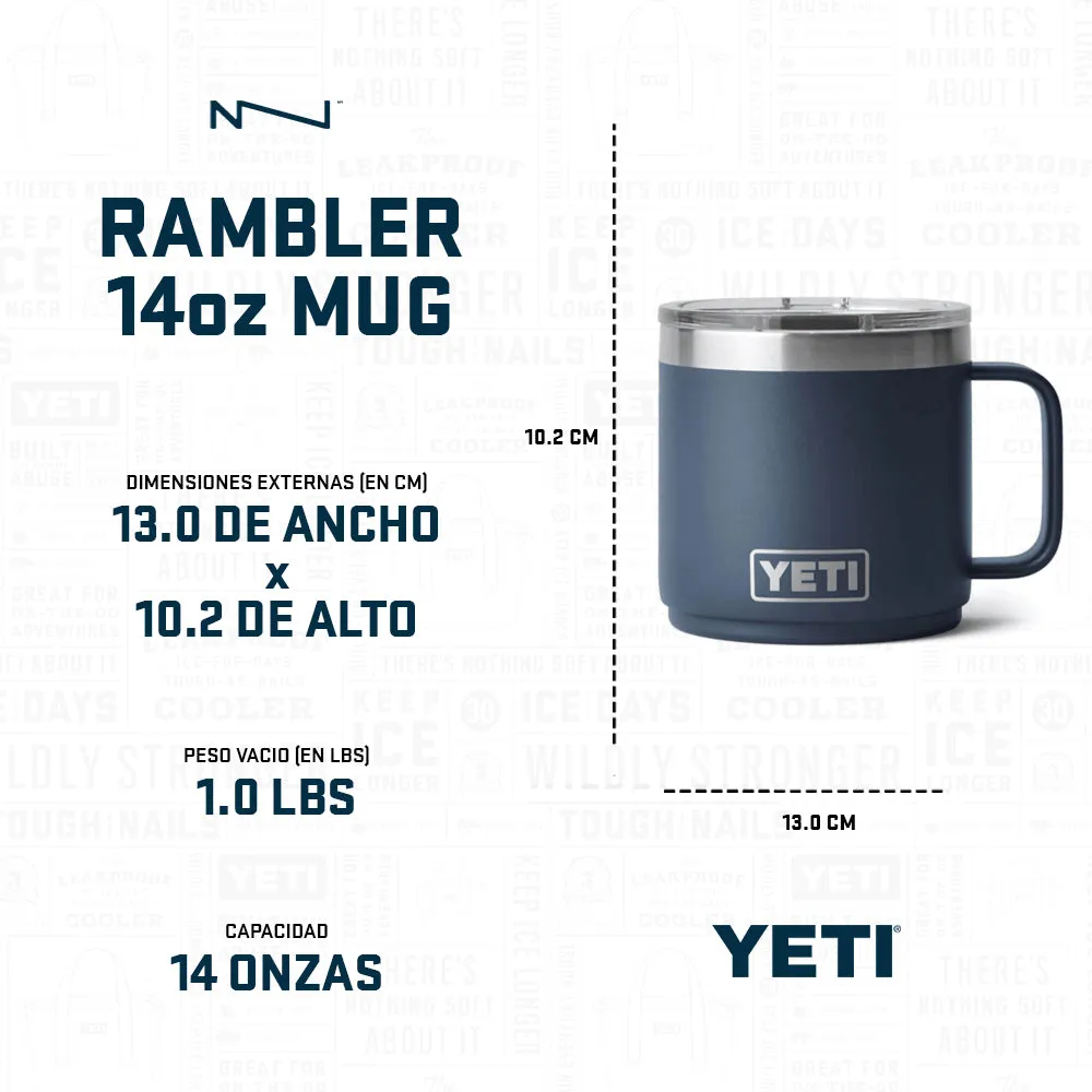 21071502193 TAZA RAMBLER 14oz MUG 2.0 TAPA MAGNETICA BLANCO MARCA YETI