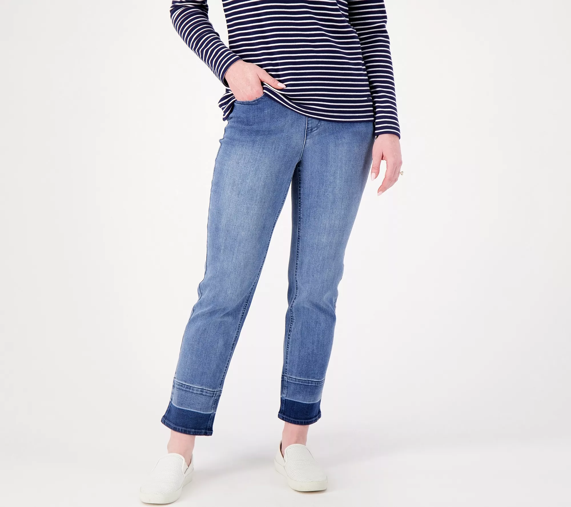 "As Is" Isaac Mizrahi Live! TallIndigo True Denim Pull On Ankle Jeans