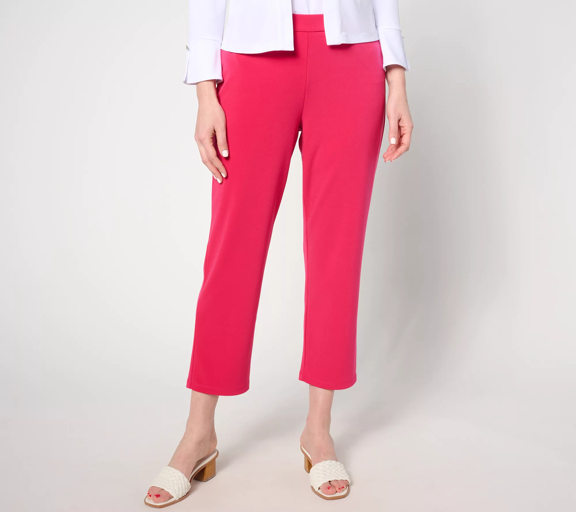 "As Is" Susan Graver Petite LK Fusion Straight Leg Crop Pants