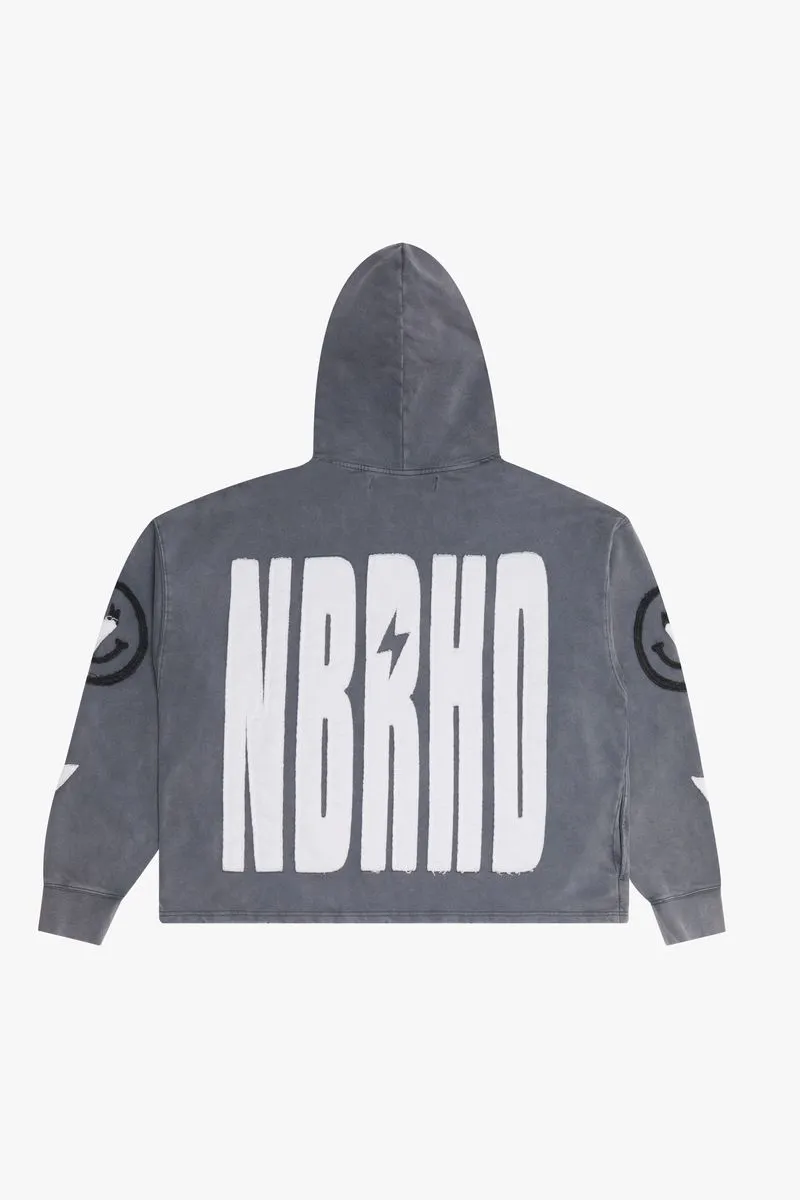 6th Nbrhd Patches Grey Cropped Pullover