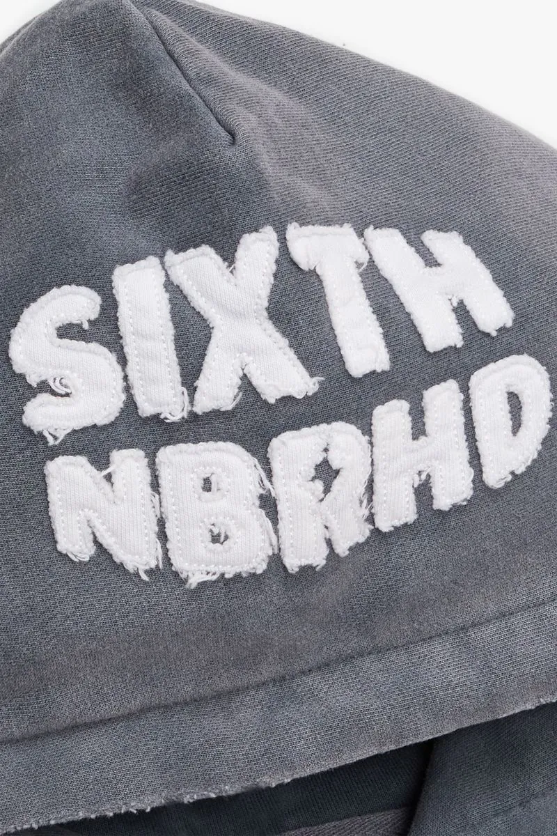 6th Nbrhd Patches Grey Cropped Pullover