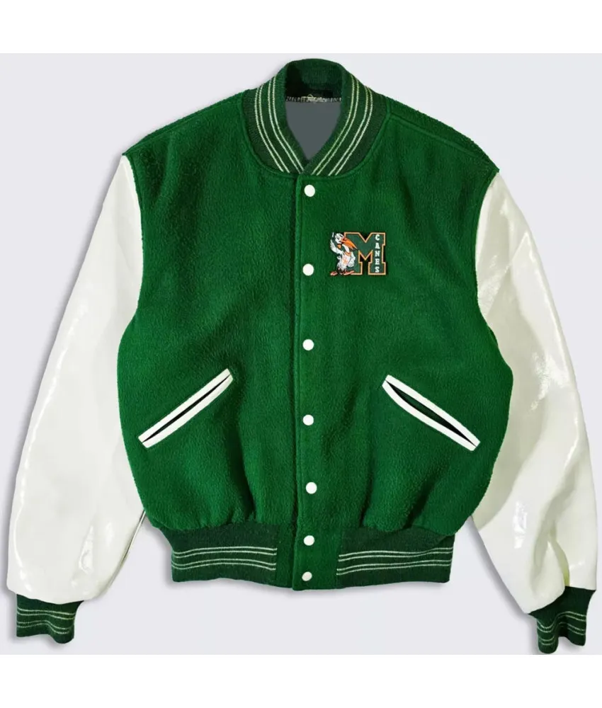 70’s Miami Hurricanes Green and White Varsity Jacket 