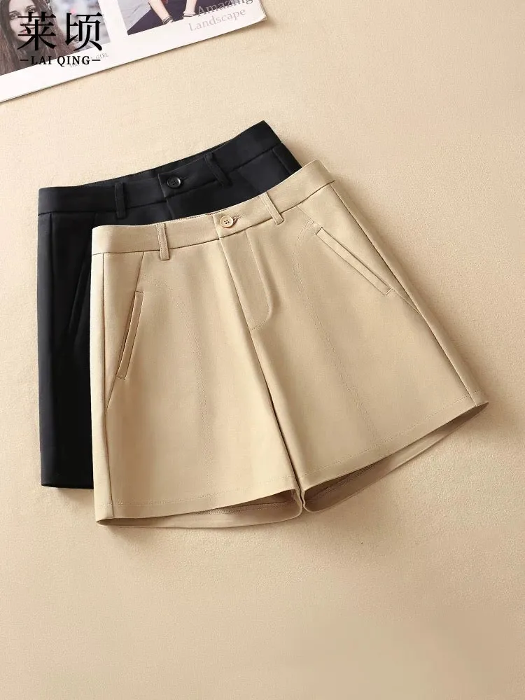 A-line suit shorts for women 2024 summer new high-waist slim casual pants versatile fashion wide-leg hot pants trendy ins