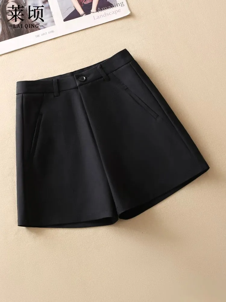 A-line suit shorts for women 2024 summer new high-waist slim casual pants versatile fashion wide-leg hot pants trendy ins