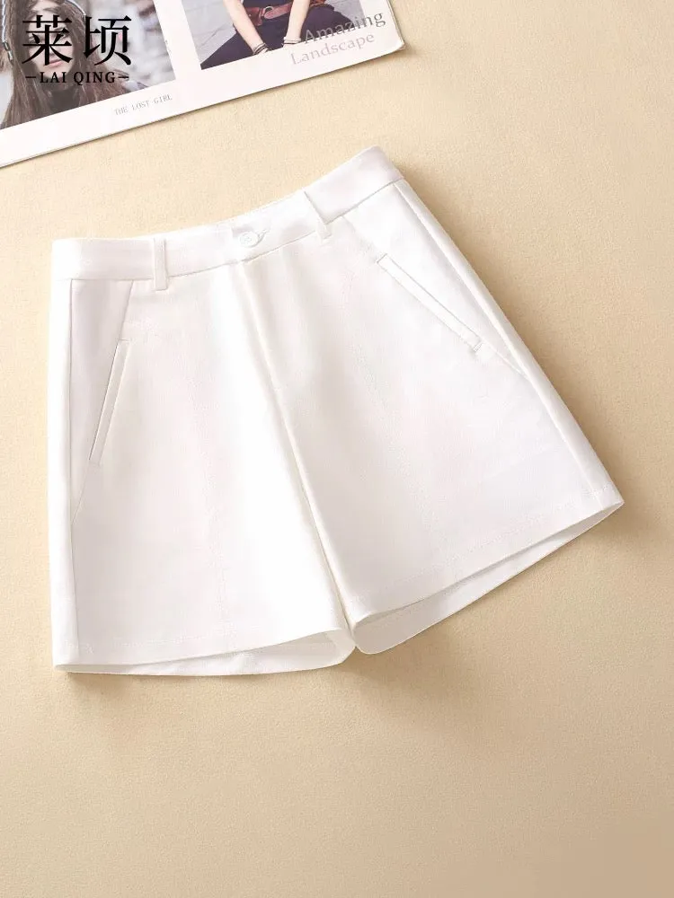 A-line suit shorts for women 2024 summer new high-waist slim casual pants versatile fashion wide-leg hot pants trendy ins