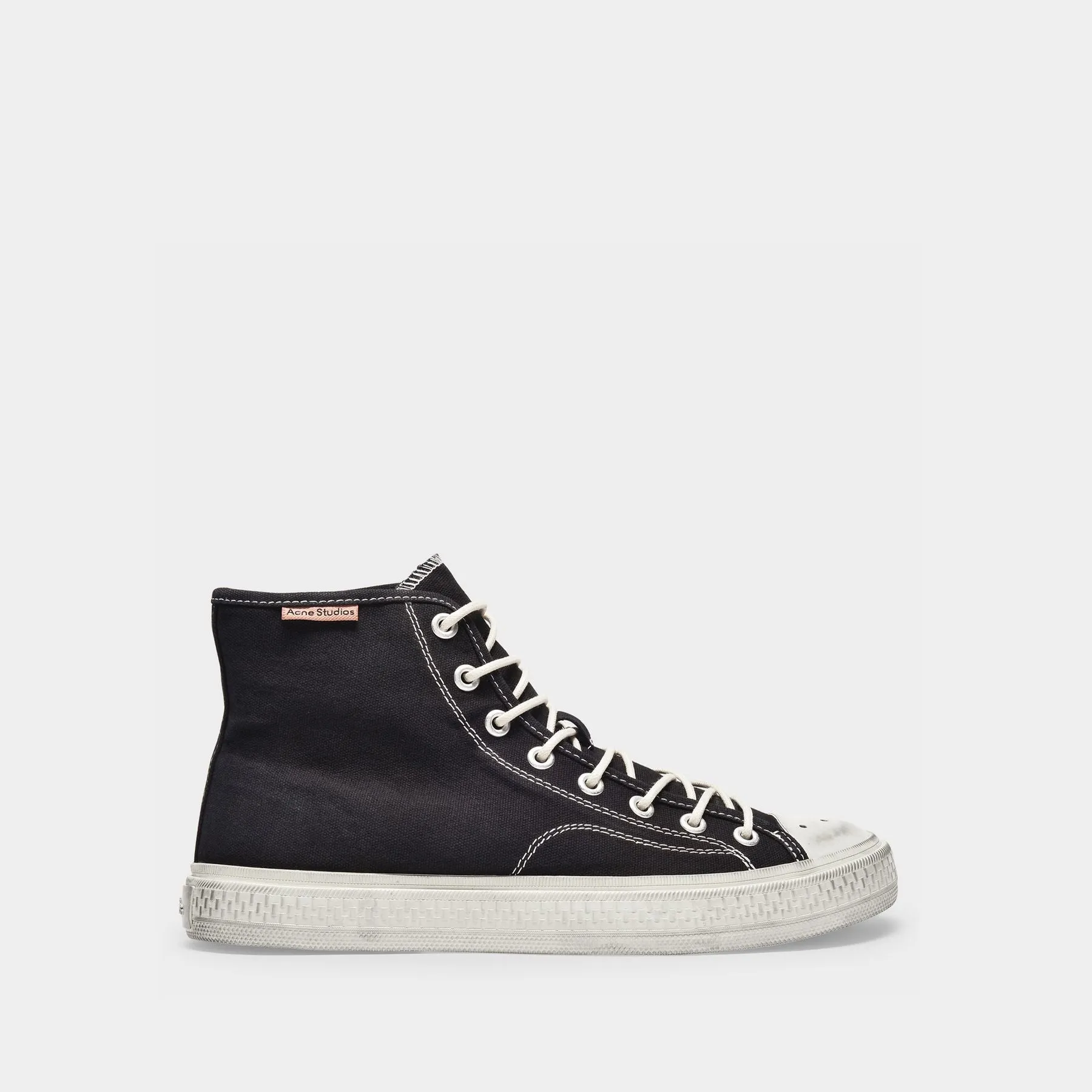 Acne Studios  Ballow High Tumbled Sneakers in Black Canvas