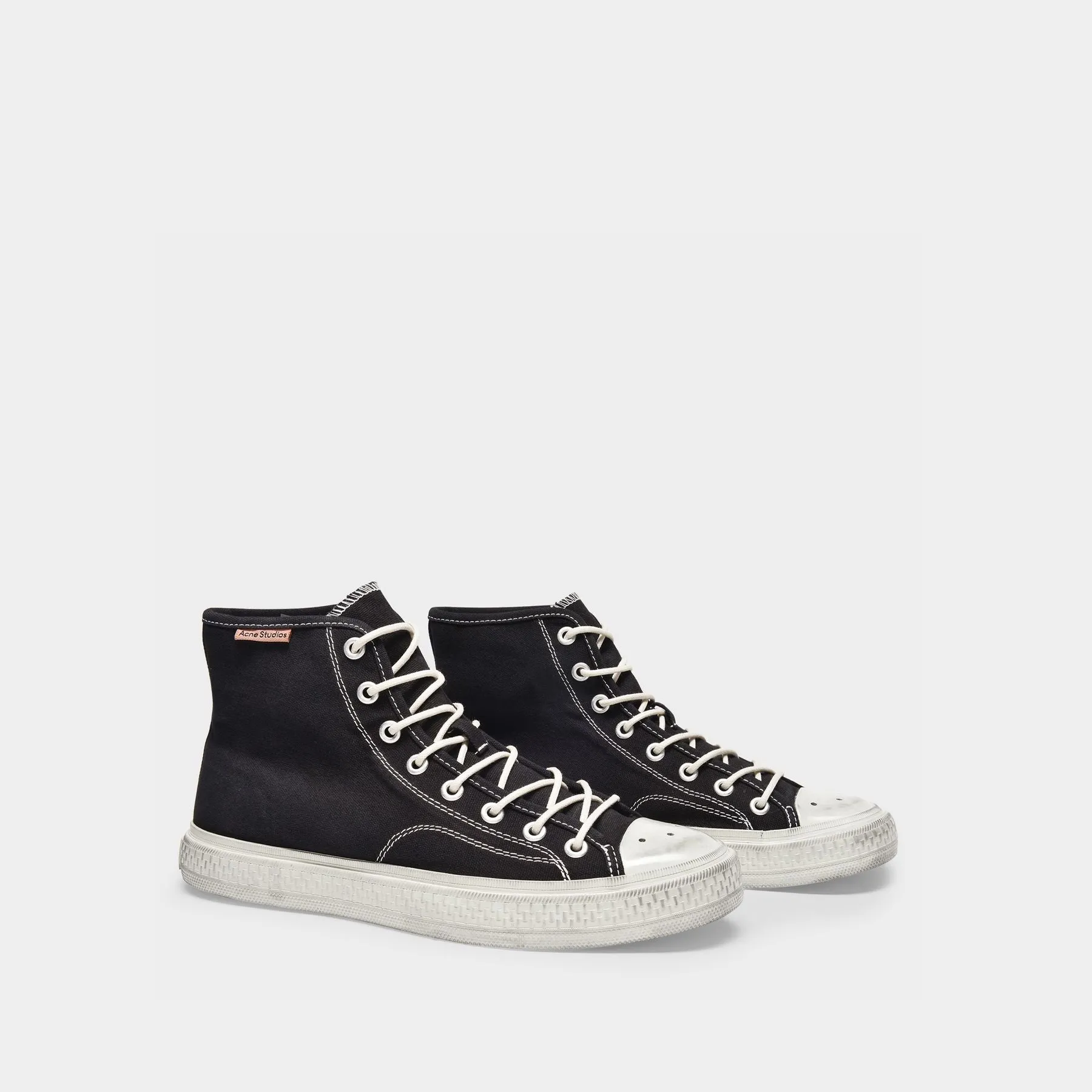 Acne Studios  Ballow High Tumbled Sneakers in Black Canvas