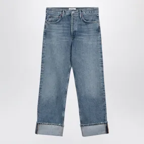 AGOLDE    Agolde Light Blue Fran Jeans In Organic Denim With Turn Ups