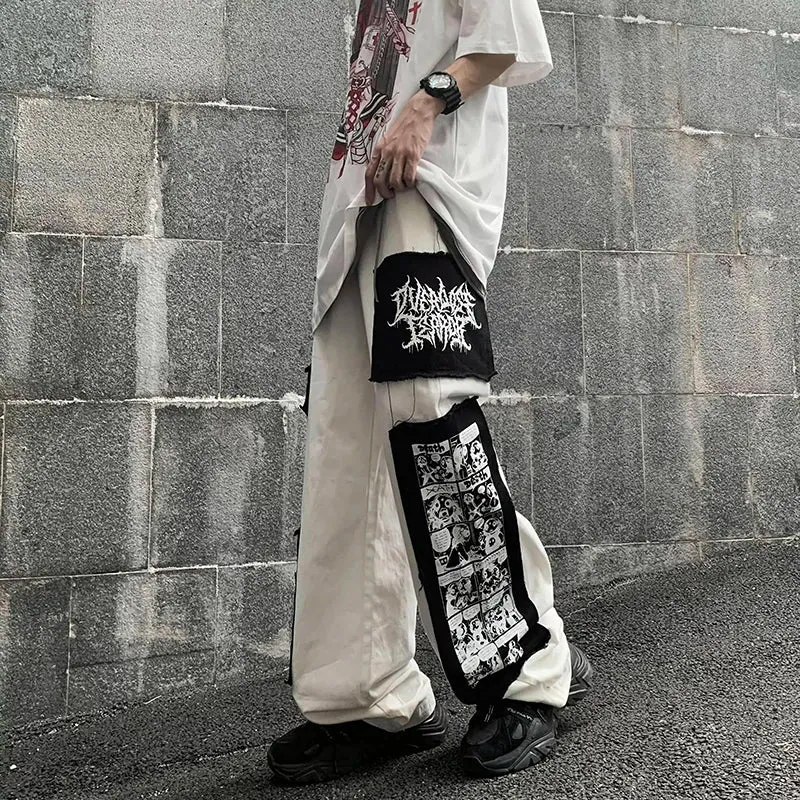 AM Black Hole Patchwork Straight Leg Pants