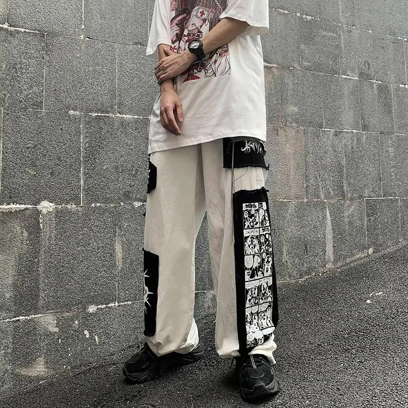 AM Black Hole Patchwork Straight Leg Pants