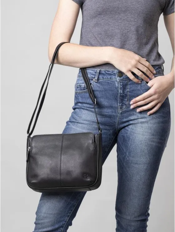 Ambleside Leather Cross Body Bag in Black