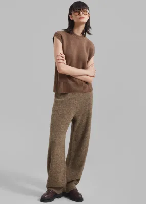 Amomento Wide Banding Knit Pants - Khaki Brown