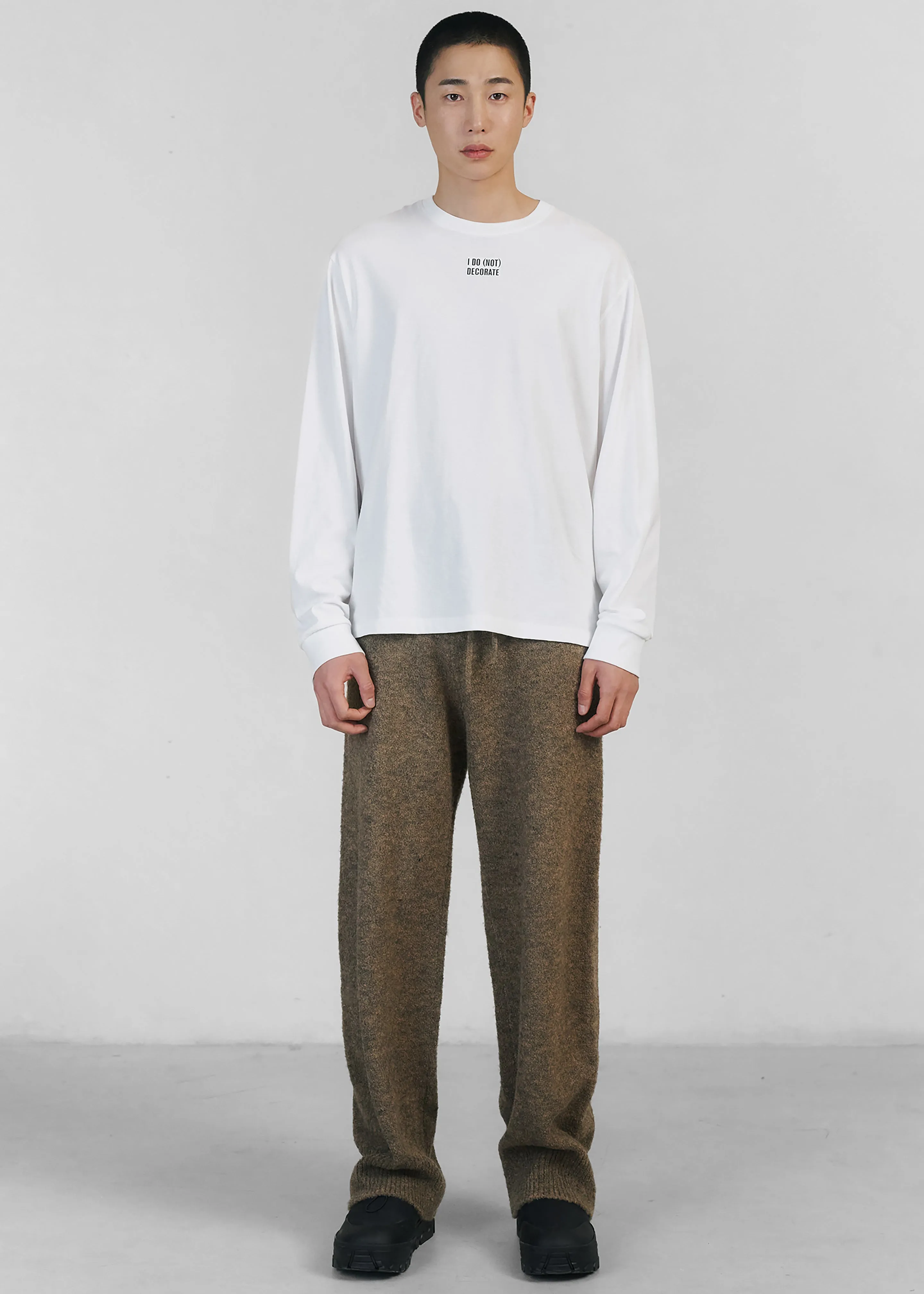 Amomento Wide Banding Knit Pants - Khaki Brown