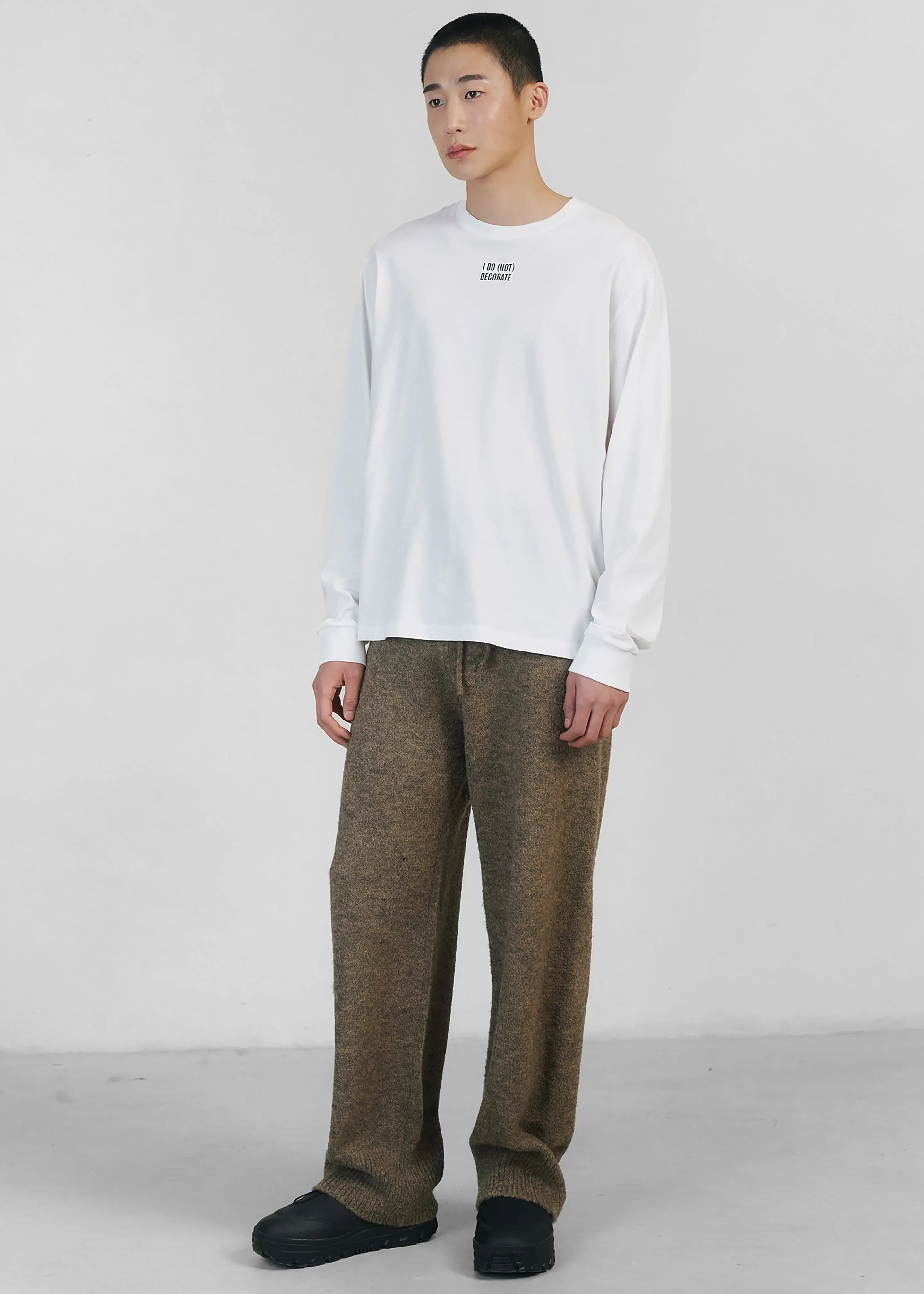 Amomento Wide Banding Knit Pants - Khaki Brown