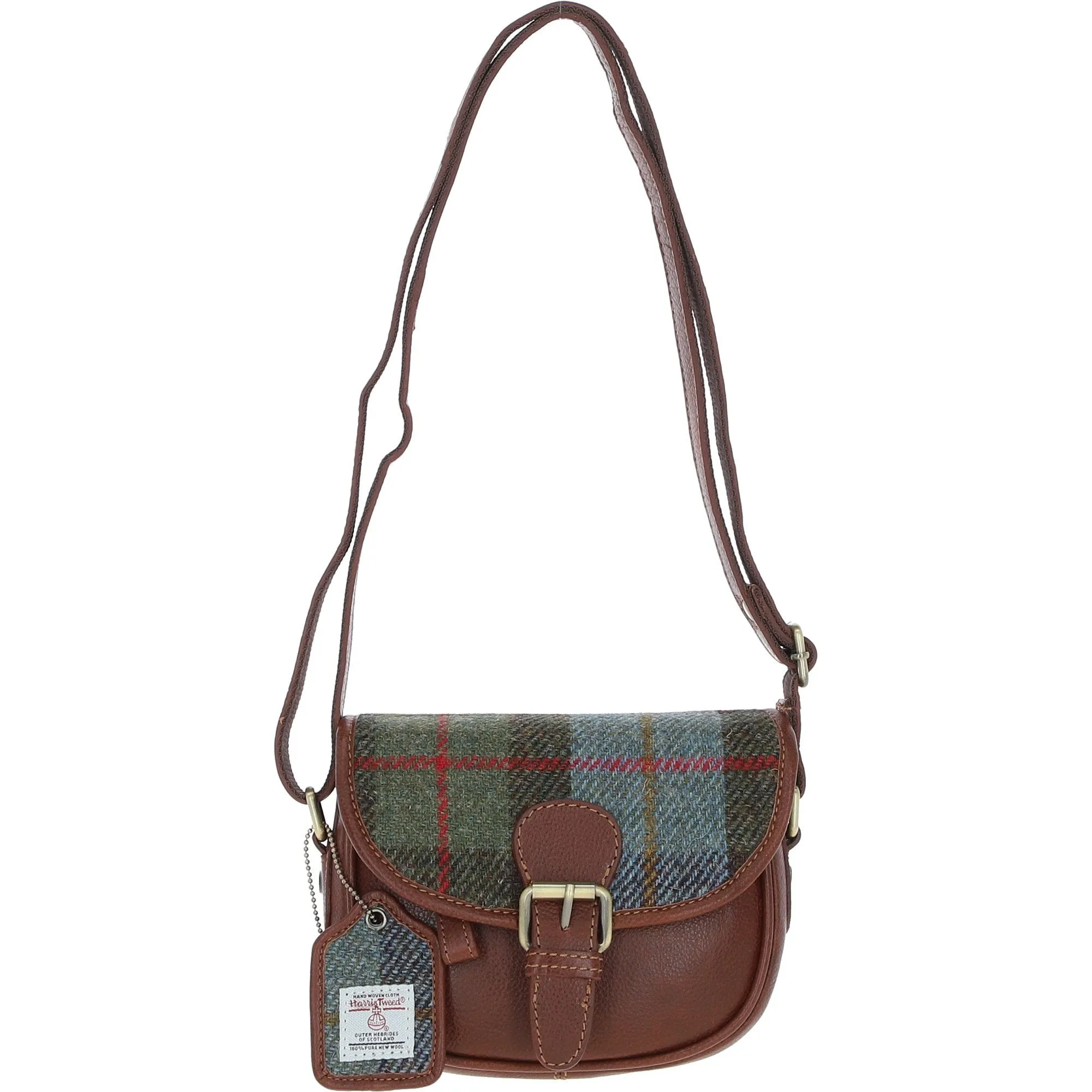 Ashwood Leather & Harris Tweed Saddle Bag Tan/Mcload: TW-26-02-TM