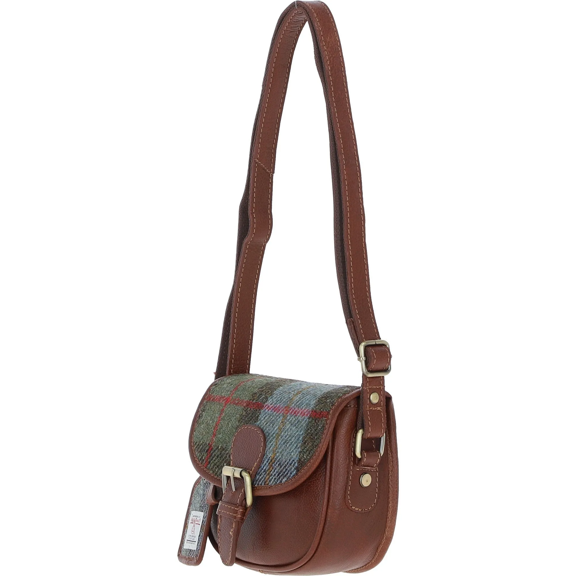 Ashwood Leather & Harris Tweed Saddle Bag Tan/Mcload: TW-26-02-TM