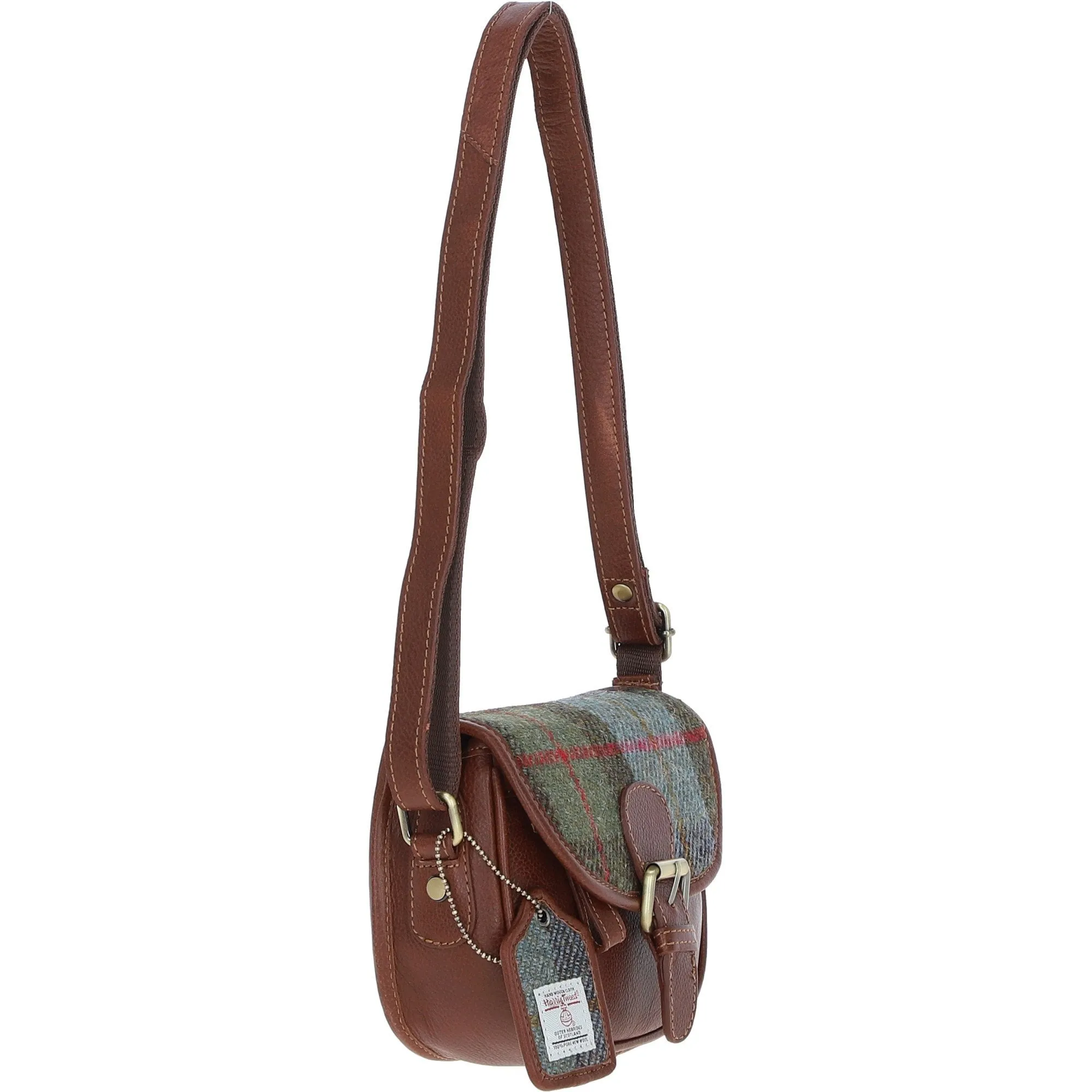 Ashwood Leather & Harris Tweed Saddle Bag Tan/Mcload: TW-26-02-TM