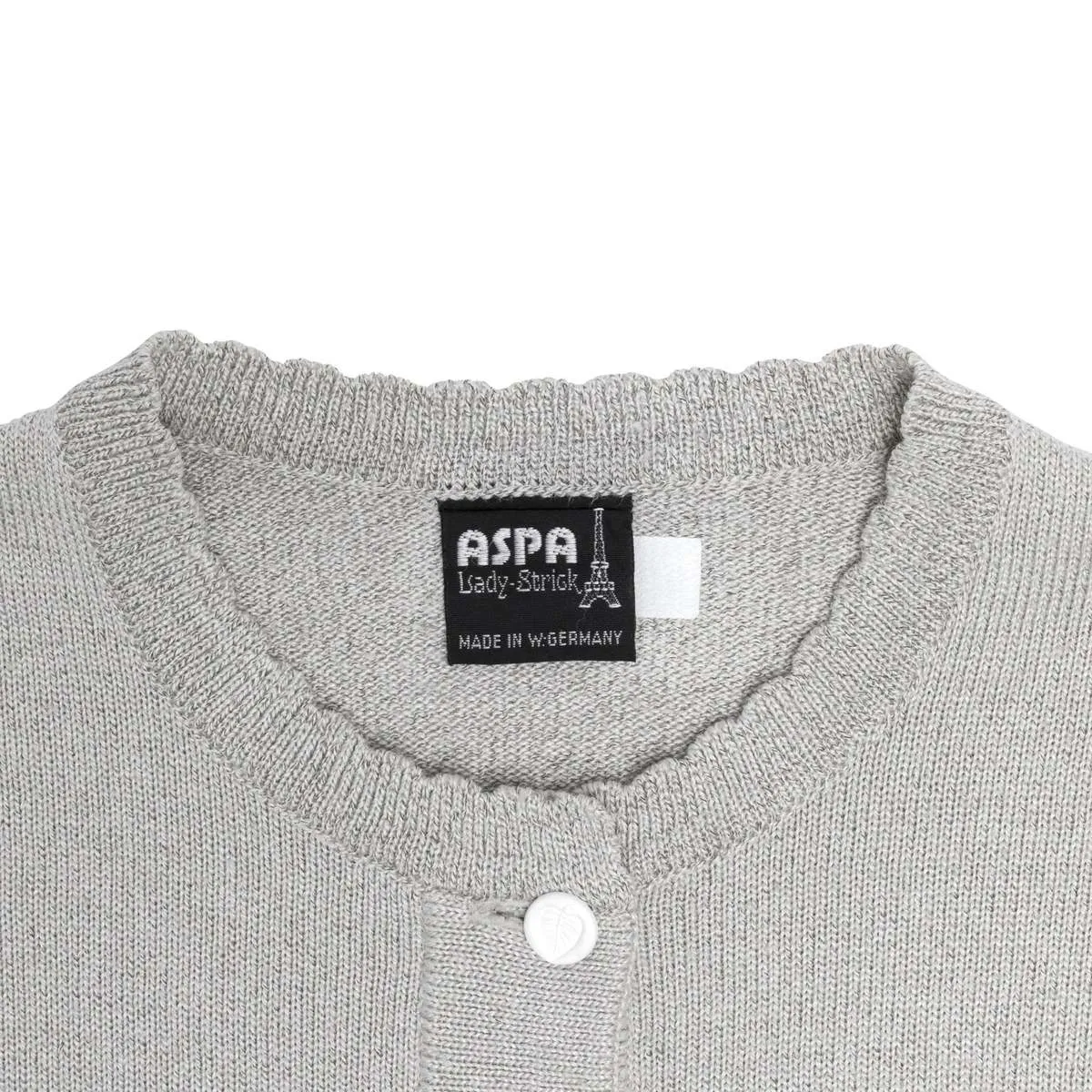 ASPA (West Germany) Moulin Rib Stitch Intarsia Scallop Henley Pullover Plaster : M