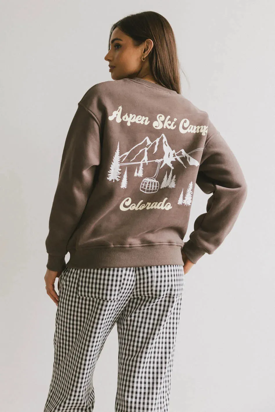 Aspen Ski Camp Crewneck in Brown