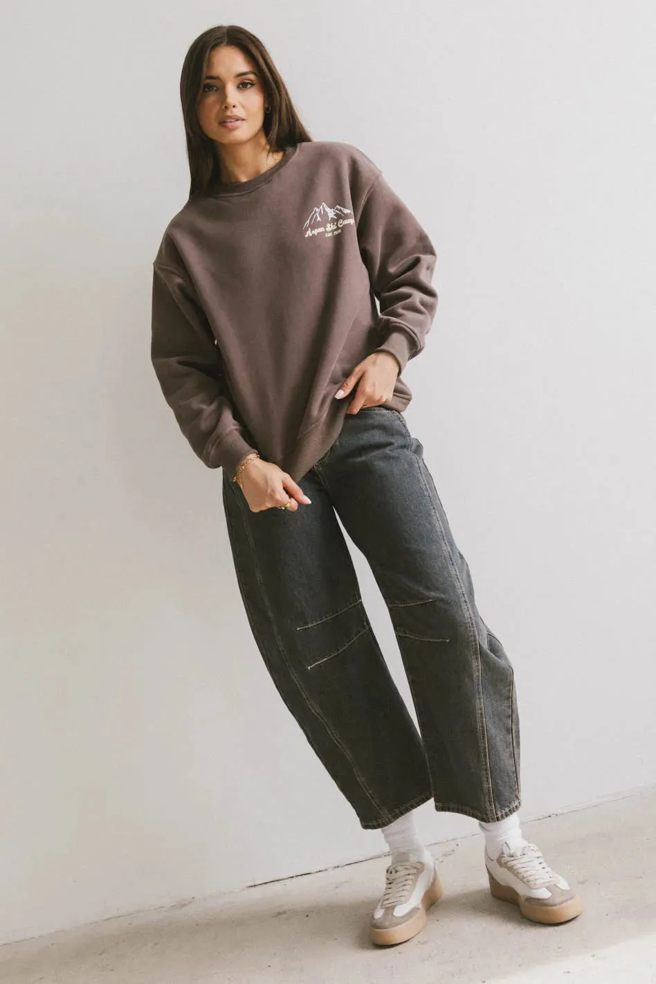 Aspen Ski Camp Crewneck in Brown