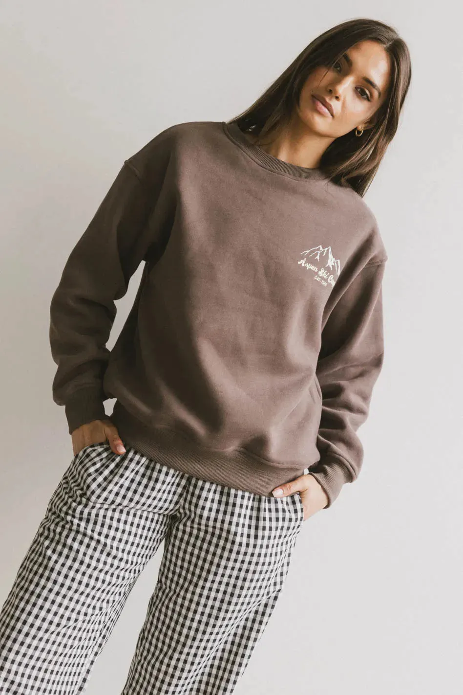 Aspen Ski Camp Crewneck in Brown