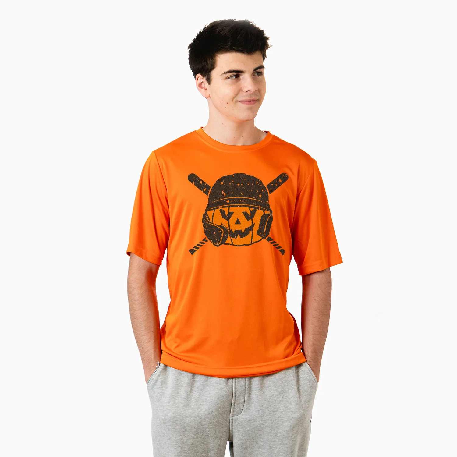 Baseball Short Sleeve Performance Tee - Helmet Pumpkin 