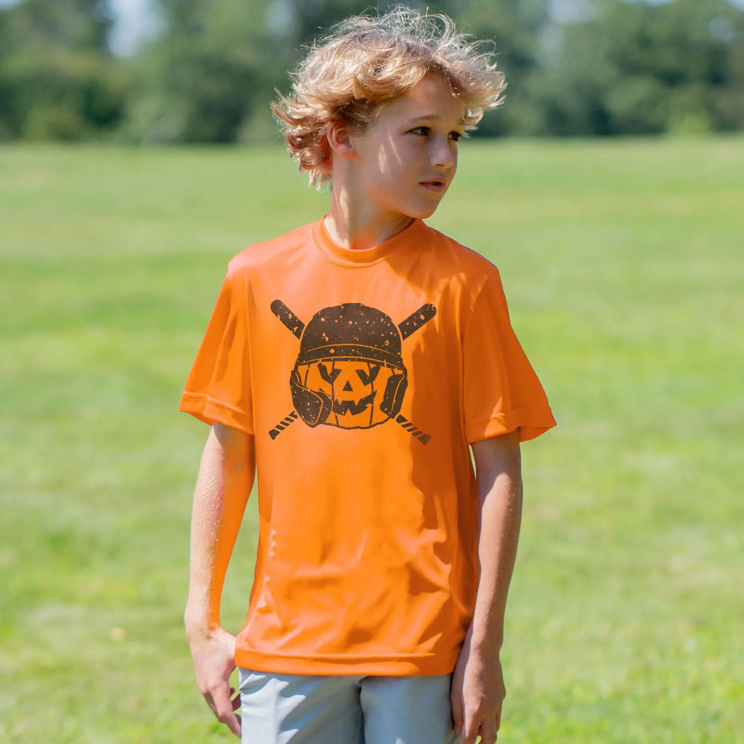 Baseball Short Sleeve Performance Tee - Helmet Pumpkin 