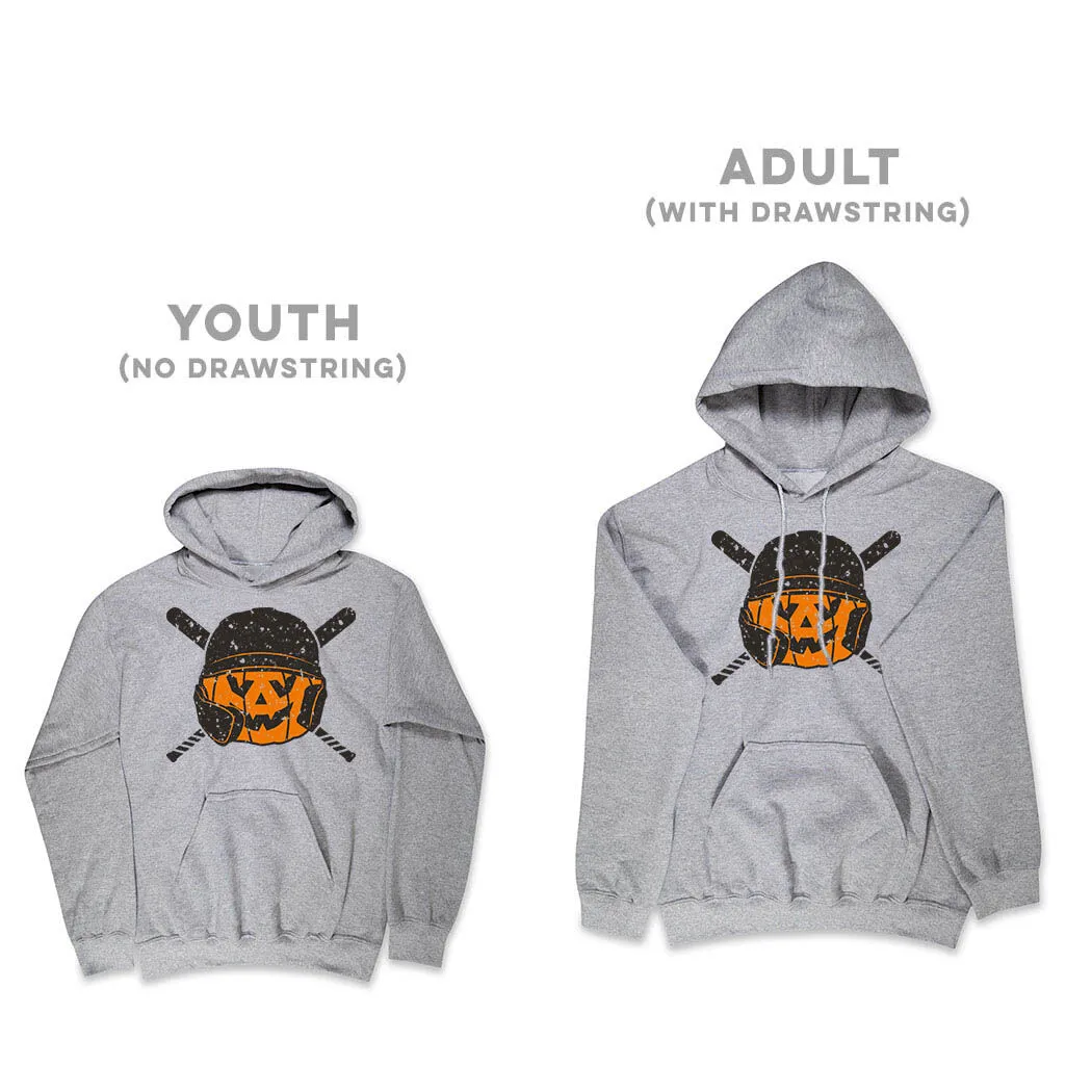 Baseball/Softball Hooded Sweatshirt - Helmet Pumpkin 