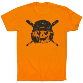 Baseball/Softball Short Sleeve T-Shirt - Helmet Pumpkin 