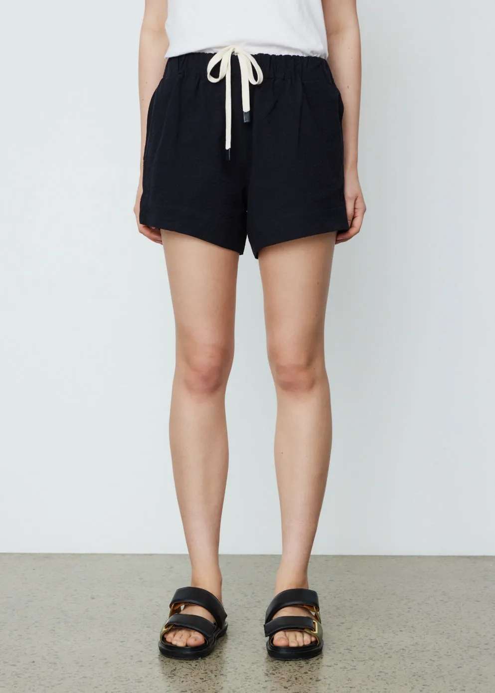 Bassike -  Seersucker Pull On Mini Shorts - Shorts