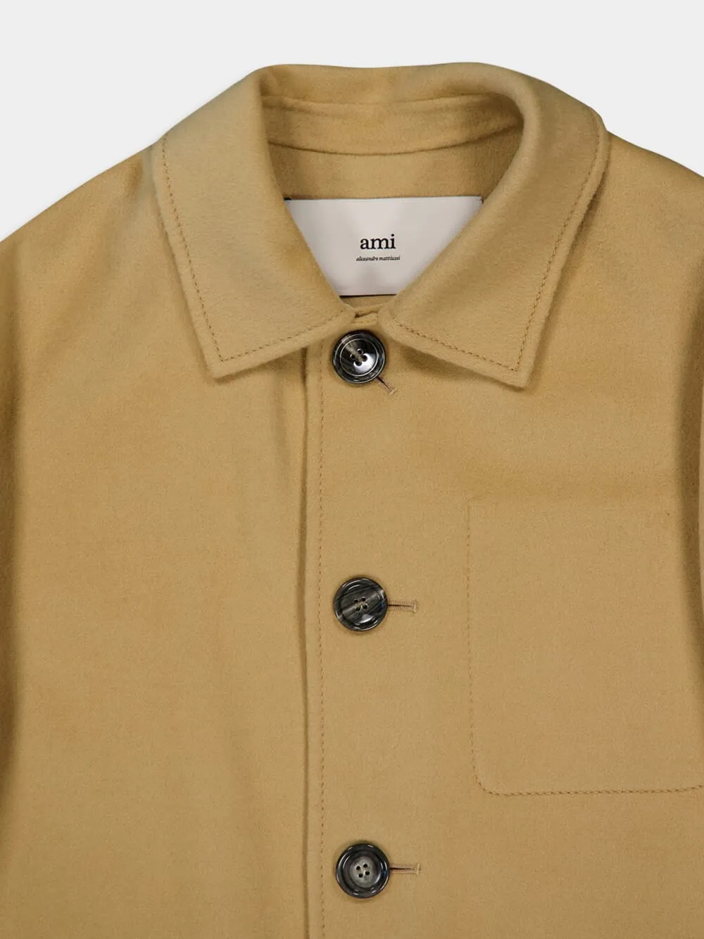 Beige Boxy Buttoned Jacket