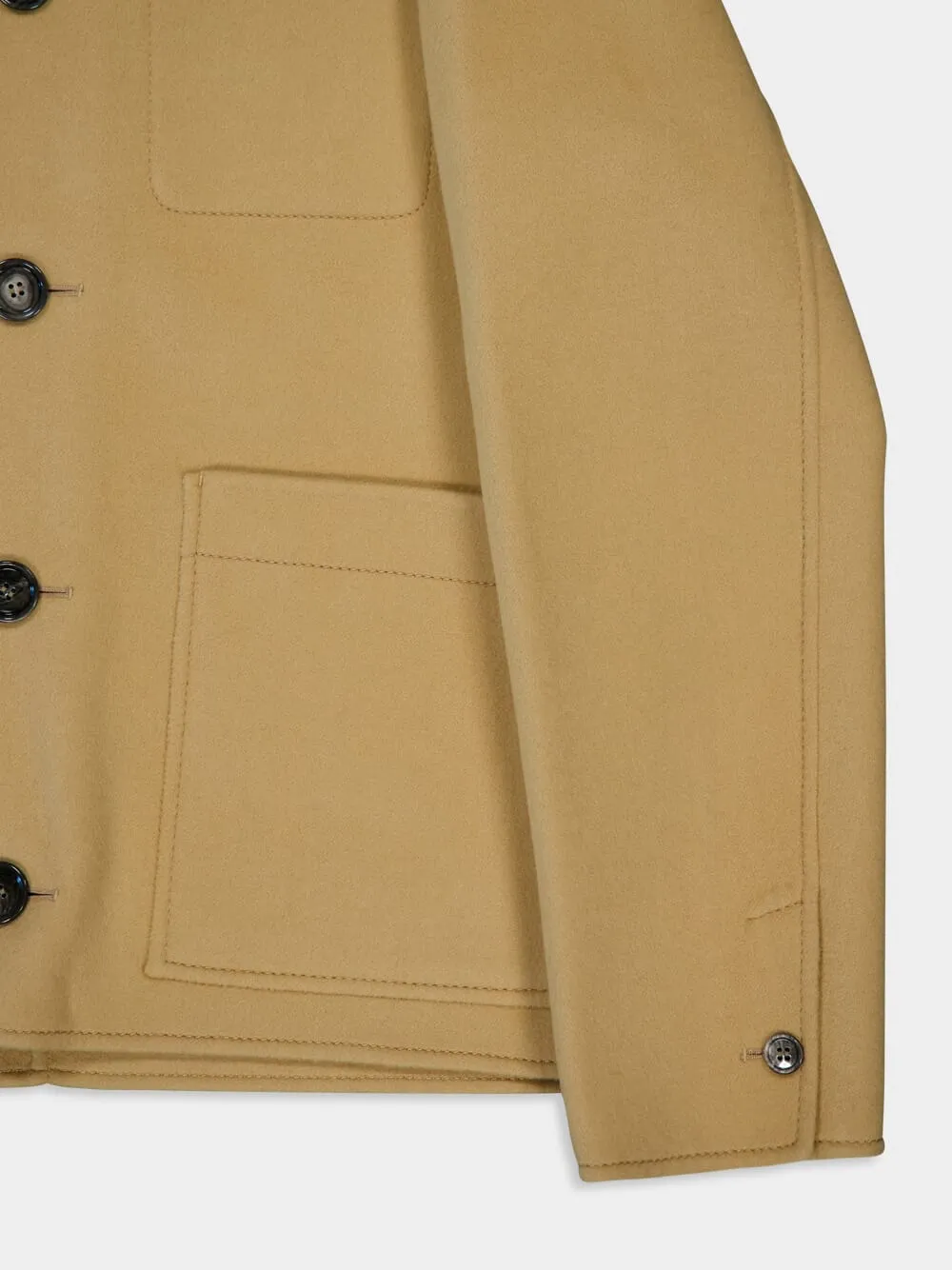 Beige Boxy Buttoned Jacket