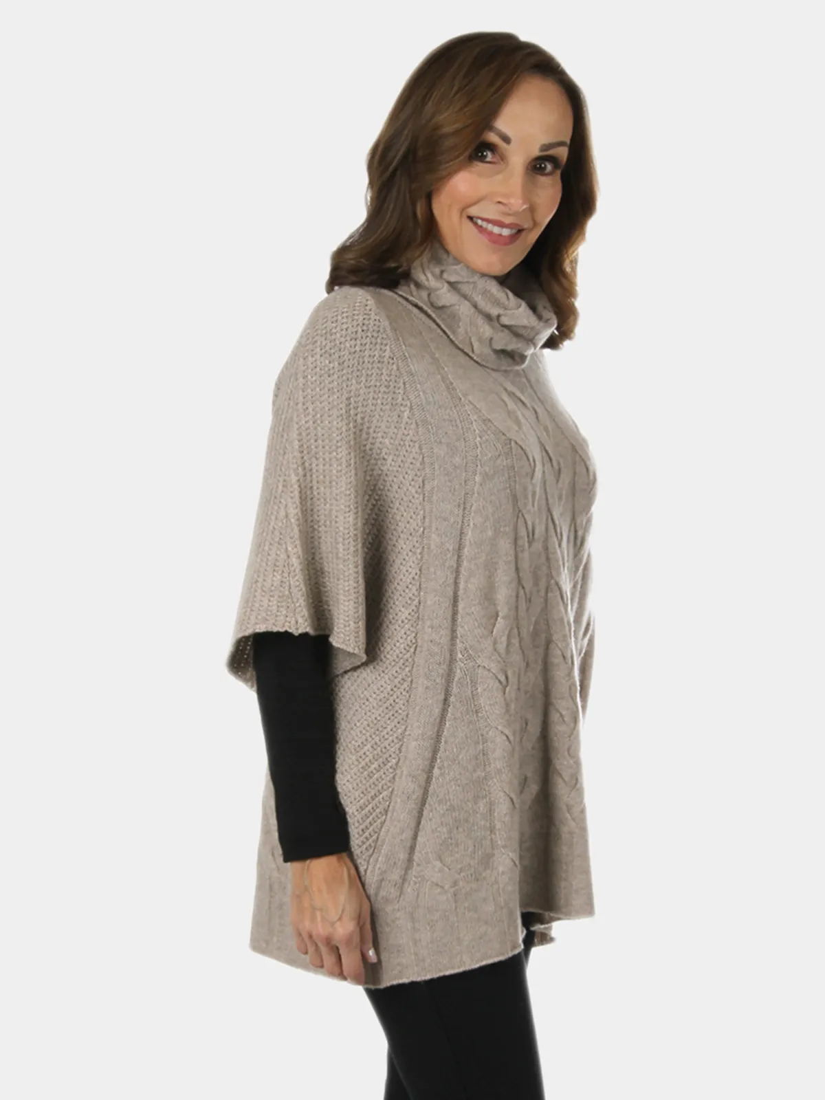 Beige Cashmere Cowl Neck Pullover | Day Furs