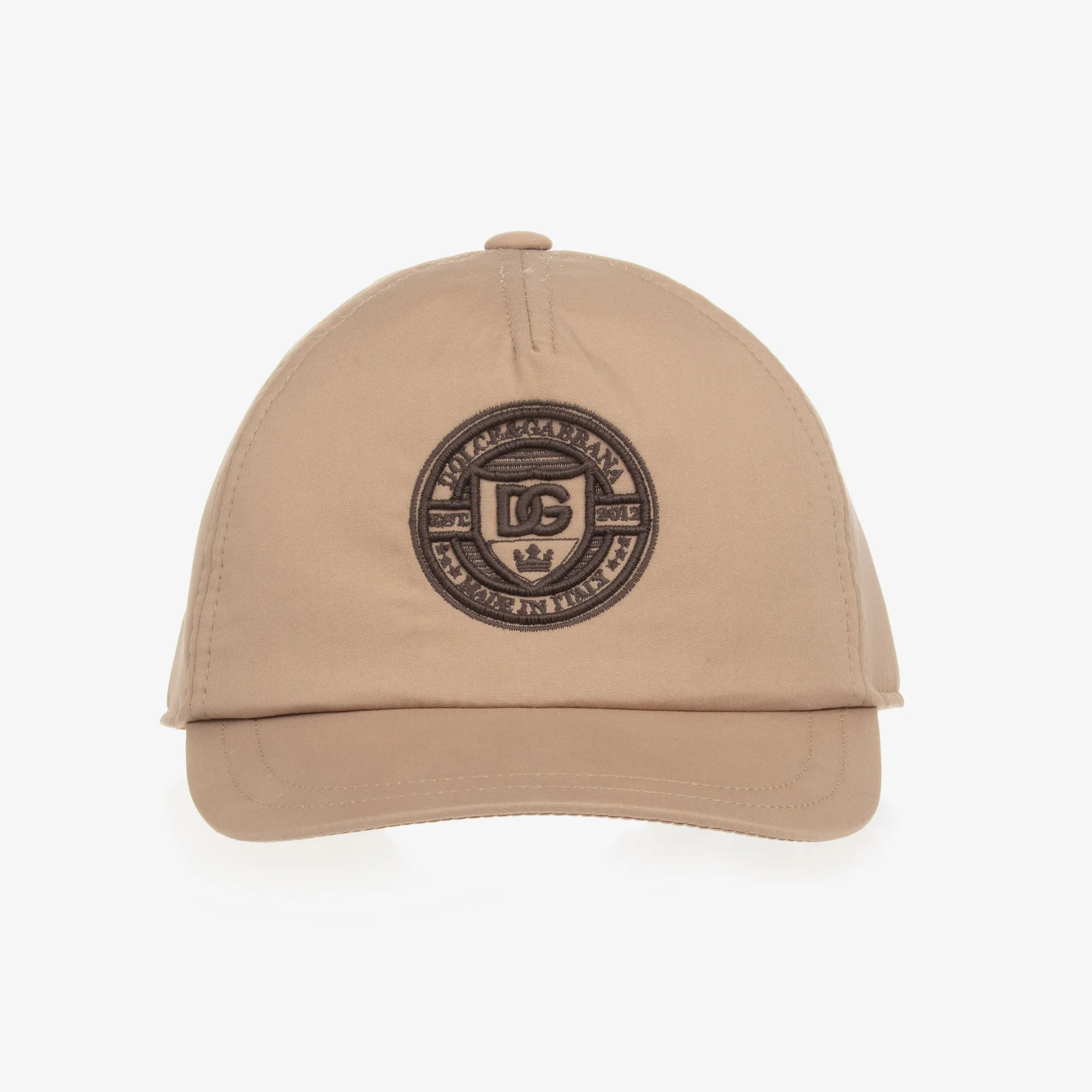 Beige Embroidered Cotton Cap