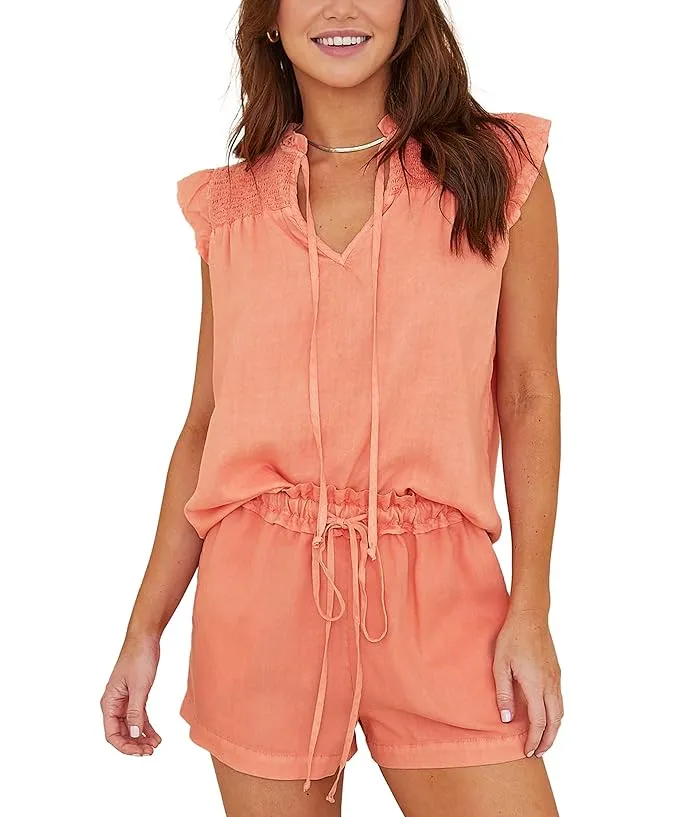 bella dahl Sleeveless Smocked Ruffle Top Women's