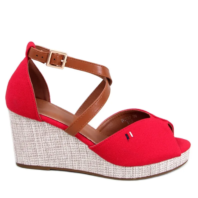 Berna Red open toe wedge sandals