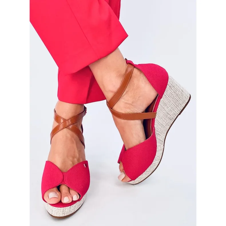 Berna Red open toe wedge sandals