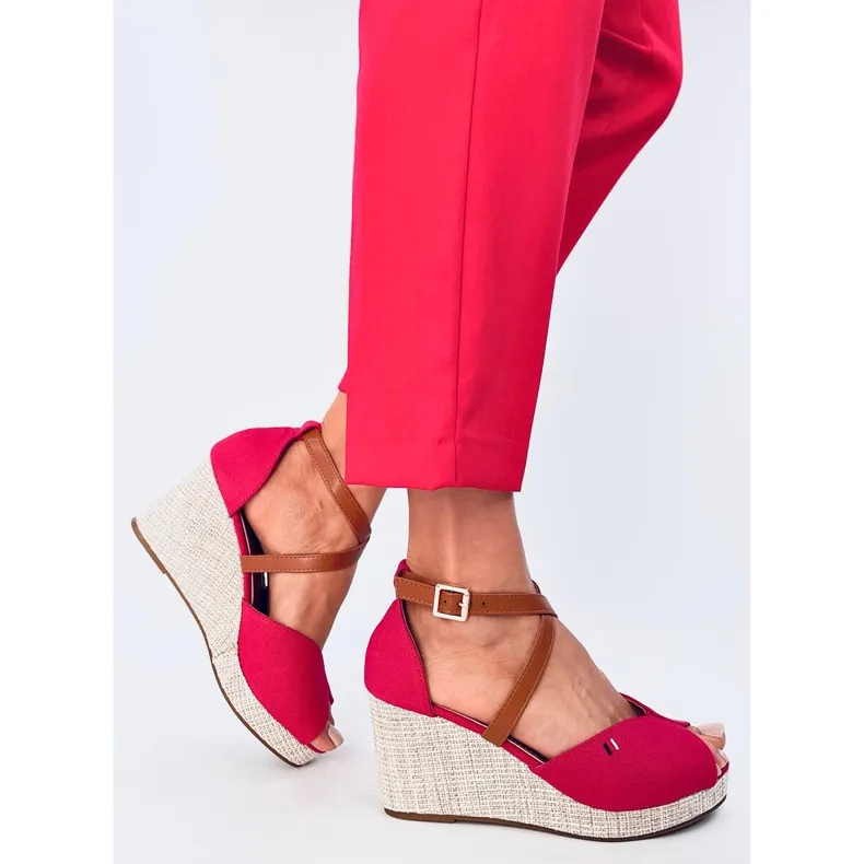 Berna Red open toe wedge sandals