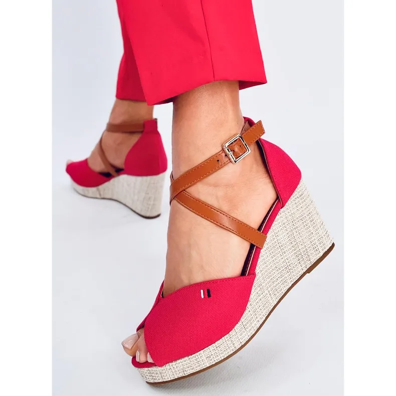 Berna Red open toe wedge sandals