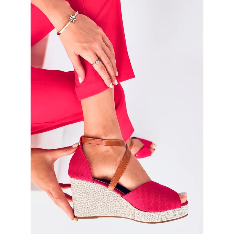 Berna Red open toe wedge sandals