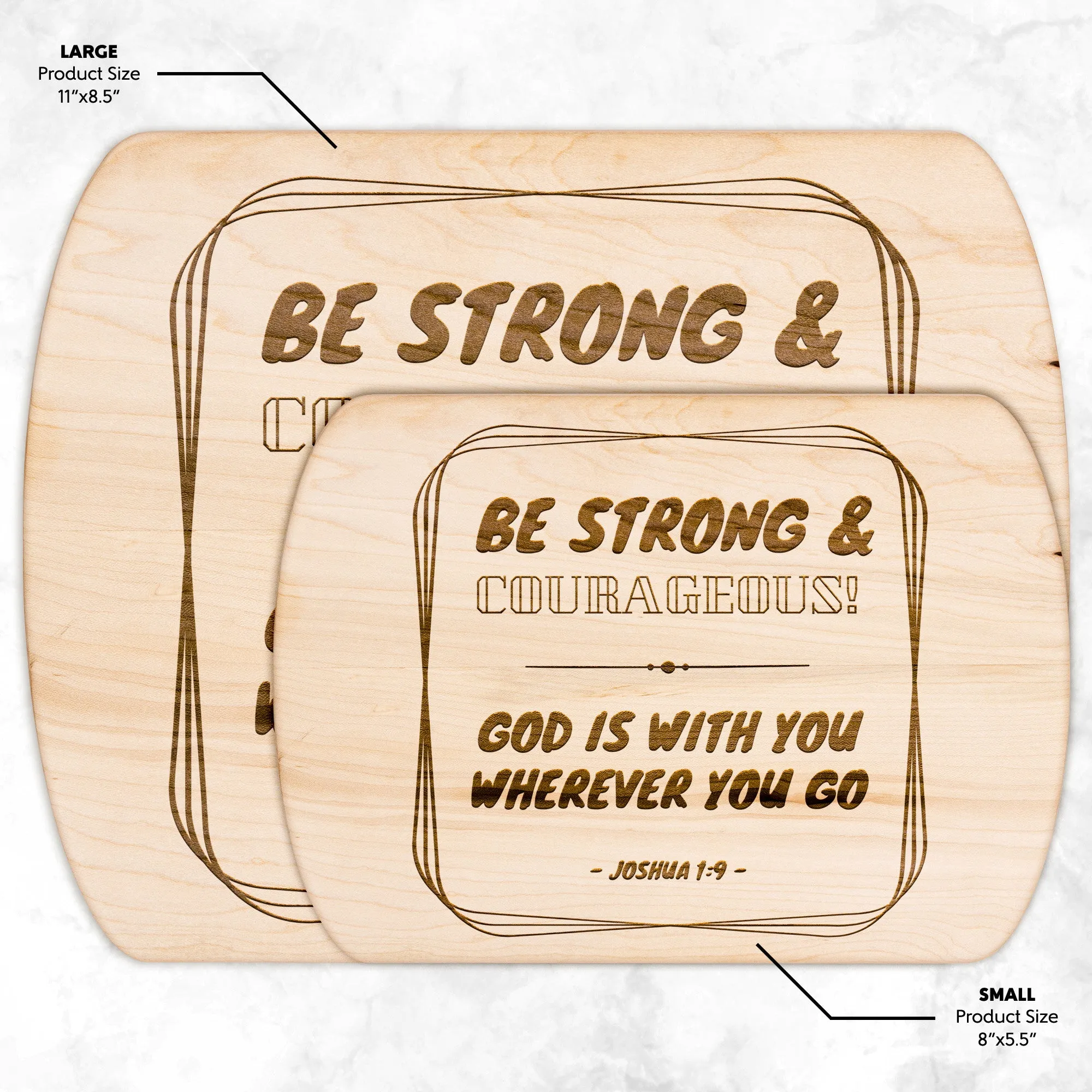 Bible Verse Hardwood Oval Cutting Board - Be Strong & Courageous ~Joshua 1:9~ Design 12