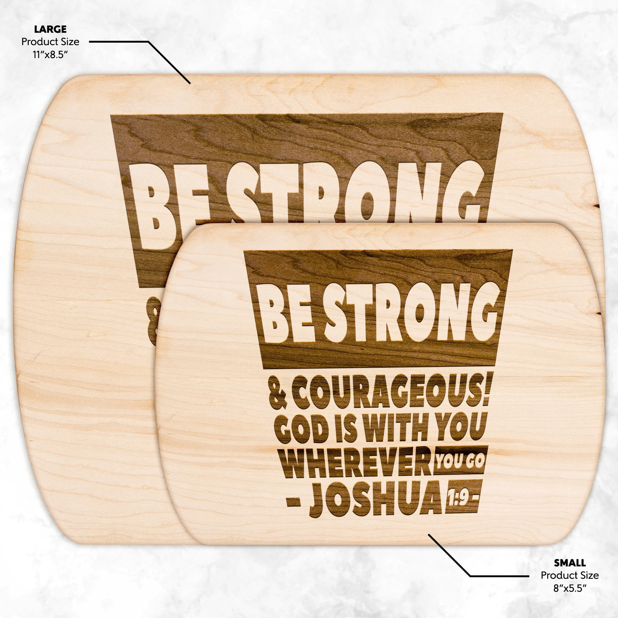 Bible Verse Hardwood Oval Cutting Board - Be Strong & Courageous ~Joshua 1:9~ Design 16