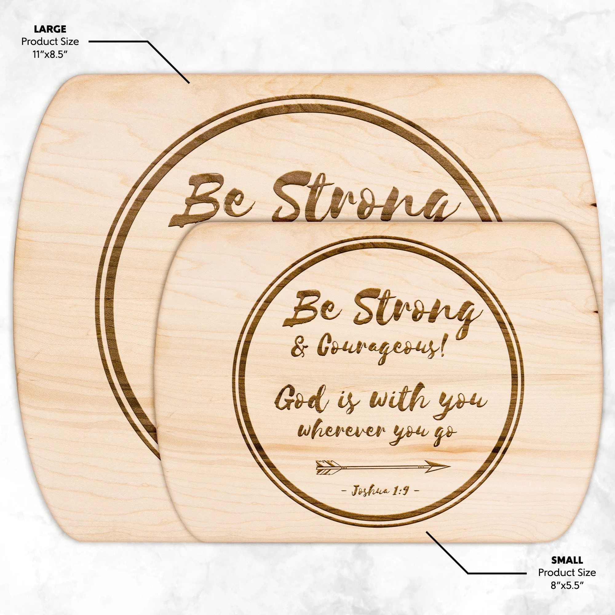 Bible Verse Hardwood Oval Cutting Board - Be Strong & Courageous ~Joshua 1:9~ Design 18