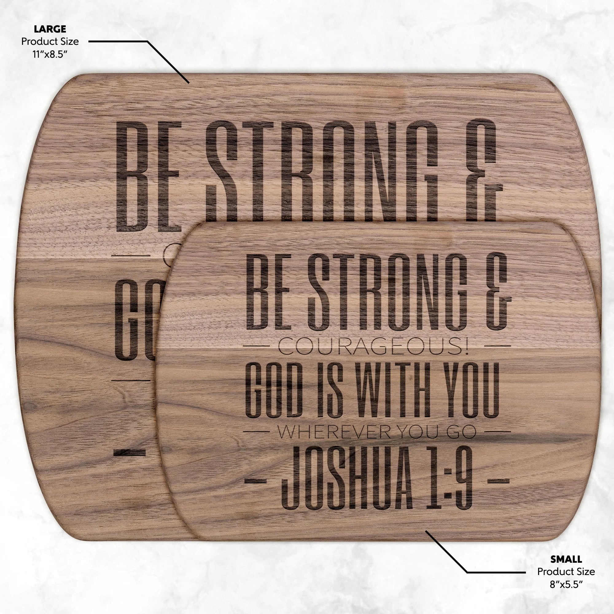 Bible Verse Hardwood Oval Cutting Board - Be Strong & Courageous ~Joshua 1:9~ Design 9