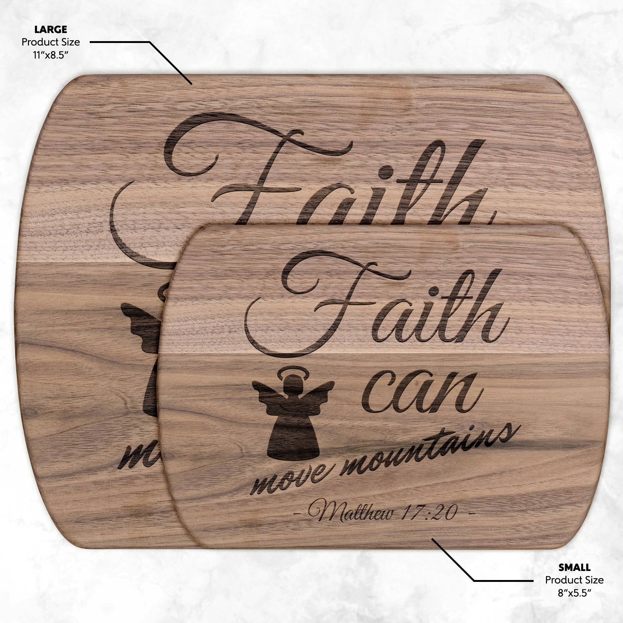 Bible Verse Hardwood Oval Cutting Board - Faith Can Move Mountains ~Matthew 17:20~ Design 17