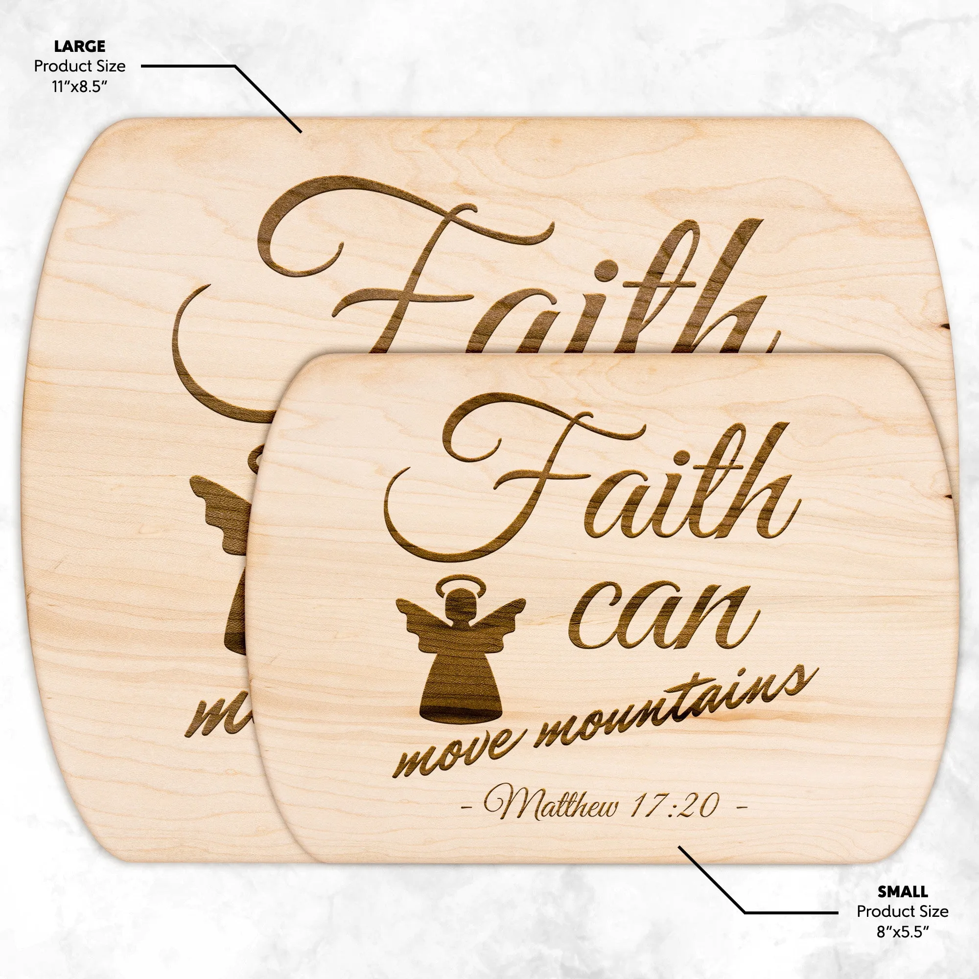 Bible Verse Hardwood Oval Cutting Board - Faith Can Move Mountains ~Matthew 17:20~ Design 17