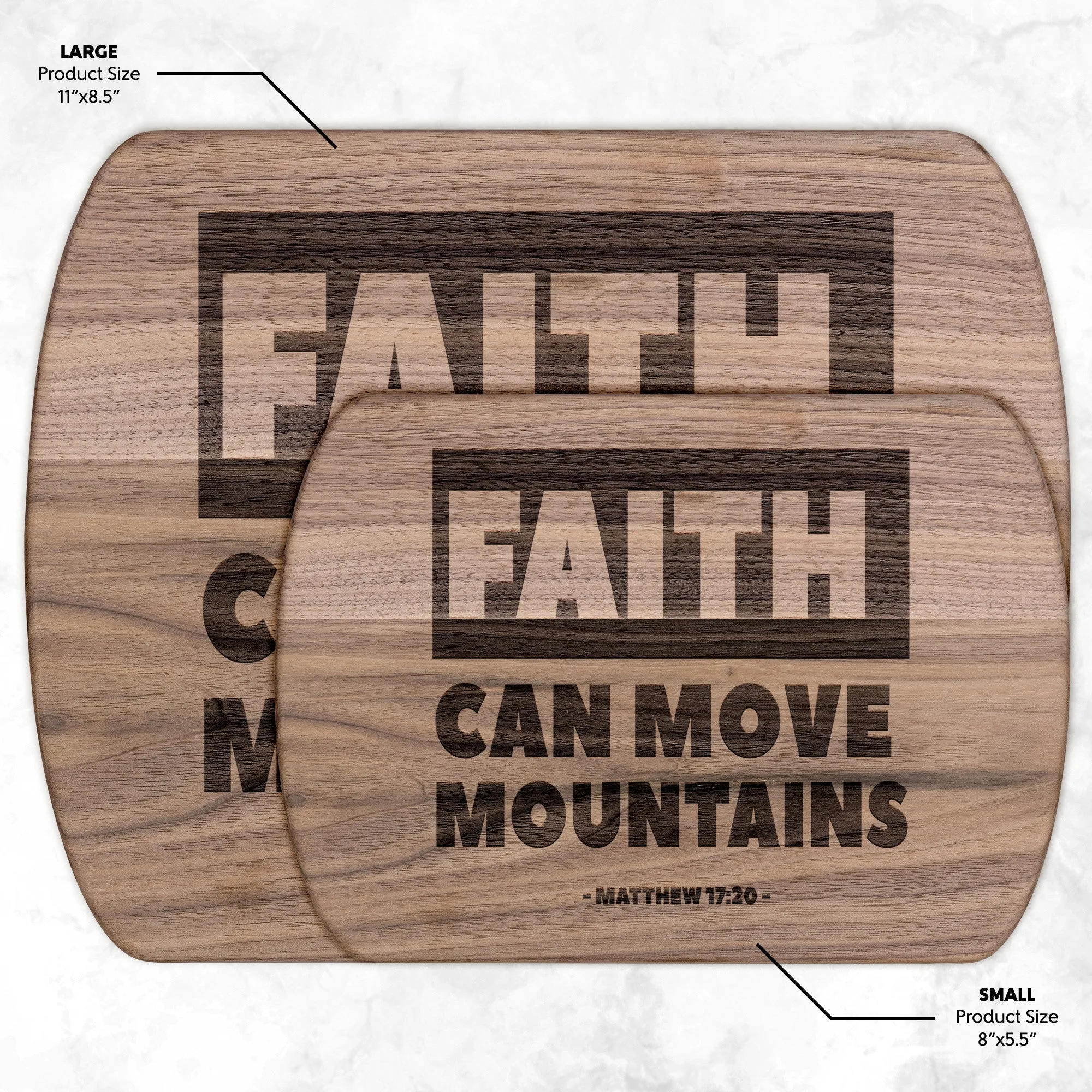 Bible Verse Hardwood Oval Cutting Board - Faith Can Move Mountains ~Matthew 17:20~ Design 2