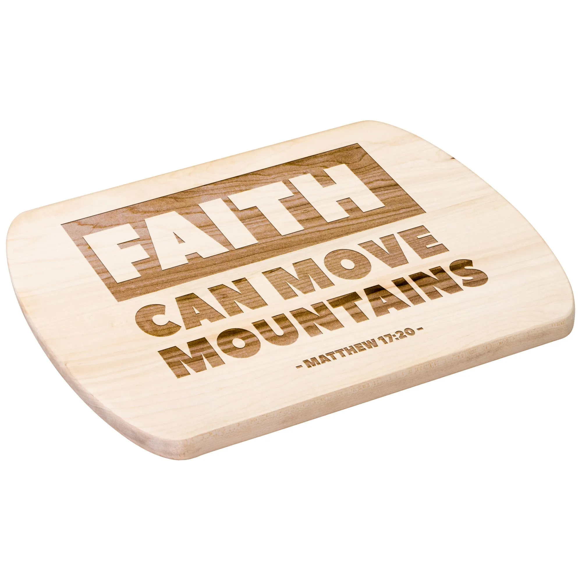 Bible Verse Hardwood Oval Cutting Board - Faith Can Move Mountains ~Matthew 17:20~ Design 2