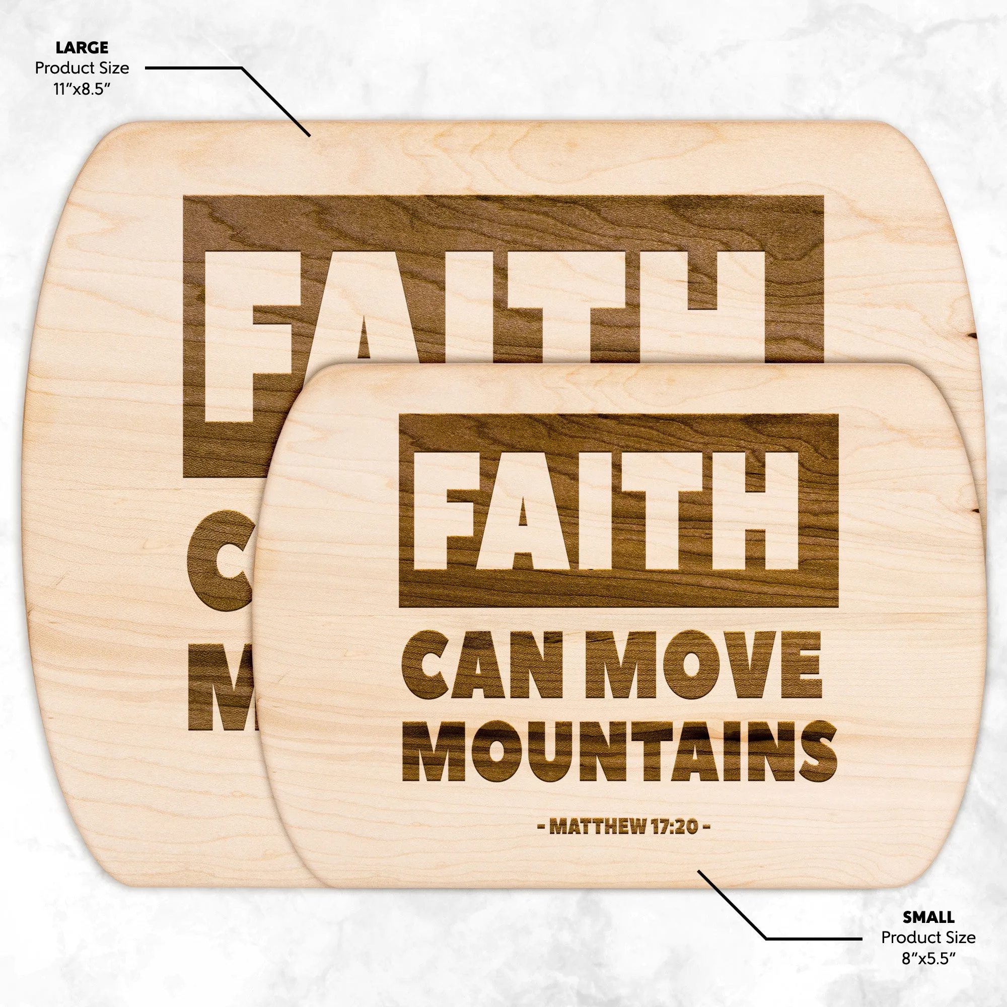 Bible Verse Hardwood Oval Cutting Board - Faith Can Move Mountains ~Matthew 17:20~ Design 2